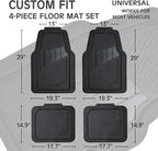 CAR PASS Heavy Duty Rubber Floor Mats 4-Piece Car Mat Set - Universal Waterproof Carbon Fiber Floor Mats for Car SUV Truck, Durable All-Weather Mats(Black) - Image 2