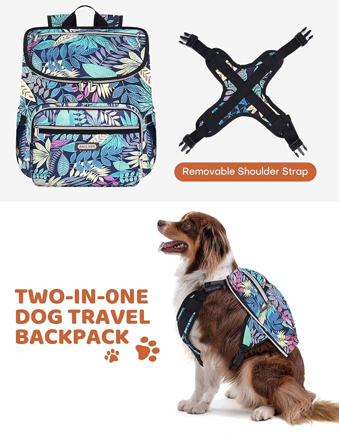 BAGLHER Travel Dog Backpack - Detachable Travel Pet Supplies Gear Backpack,Dog Bag for Traveling with 2 Silicone Collapsible Bowls and 2 Storage Baskets - Image 2