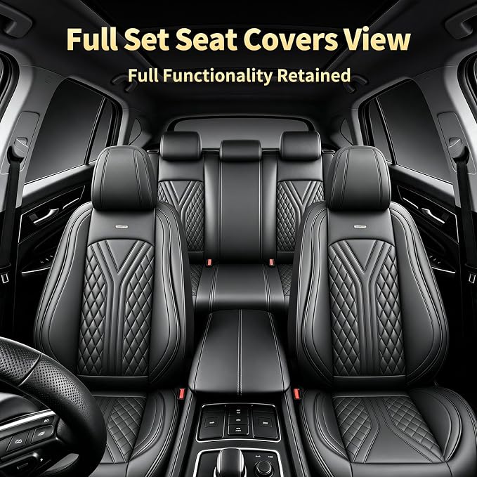 for Subaru Impreza 2012-2026 Car Seat Covers, Full Set, Black | Luxury Full Coverage Leather Seat Protectors, Waterproof Breathable, Non-Slip, Easy to Install, Airbag Compatible, All-Season - Image 3