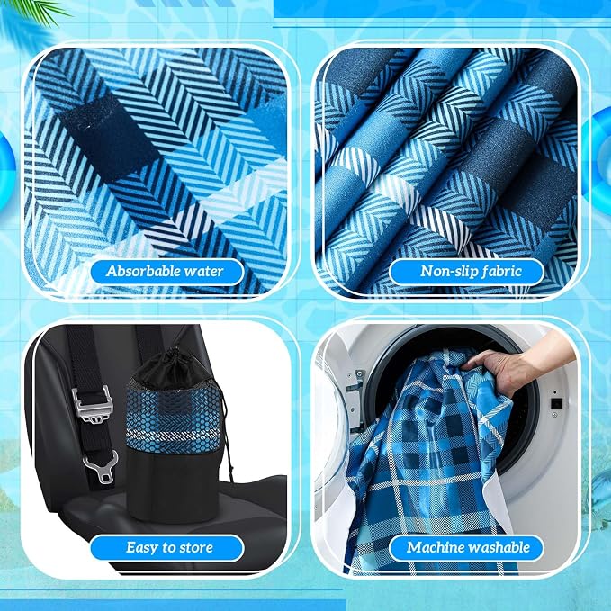 Hahafelt 2 Pack Car Seat Towel Cover with Storage Bag, Blue Plaid | 63 x 32 in Car Towel Seat Cover Non Slip Waterproof, Gym Workout Swimming Running, Machine Washable Sweat Absorbent Protector - Image 3