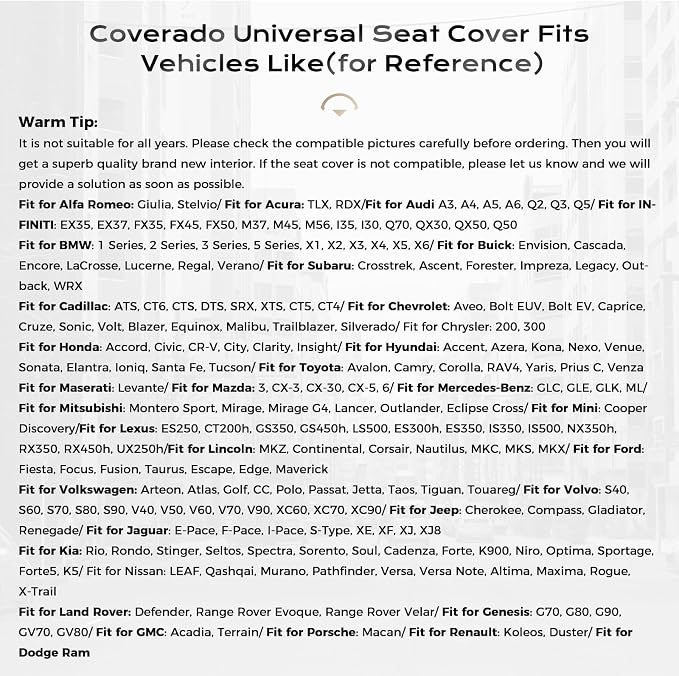 Coverado Car Seat Covers Full Set, Seat Covers for Cars, Front Seat Covers and Back Seat Cover Waterproof Leather Automotive Seat Cover, Universal Car Interior Protectors Cushion for Most Cars - Image 6