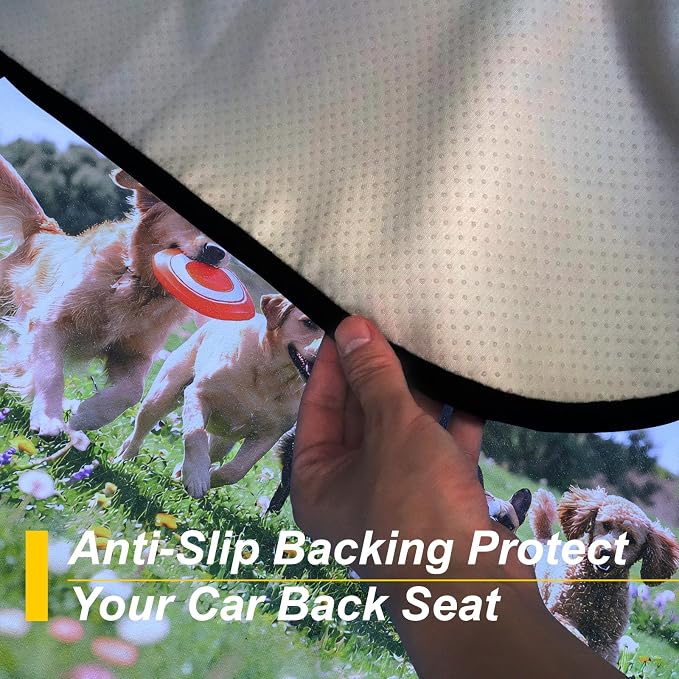 Back Seat Cover for Car Trucks Van SUV Jeep,Waterproof Rear Bench Towel Seat Covers for Dogs and Kids,Automotive Backseat Protector (Dog Print) - Image 5