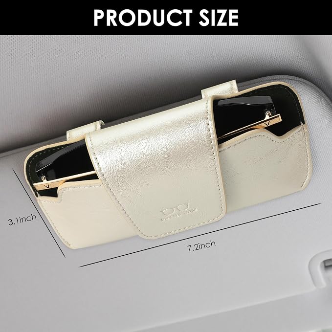 Sunglass Holder for Car Visor, Car Sunglasses Holder Leather, Eyeglasses Holder Glasses Storage Case Visor Accessories - Image 3