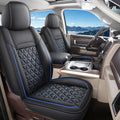 Coverado Ram Seat Covers Full Set, Waterproof Ram 1500 Seat Cover Compatible with 2002-2026 Dodge RAM 1500 2500 3500 Crew Quad Cab with Curved Bench, Black&Blue line by COVERADOAUTO