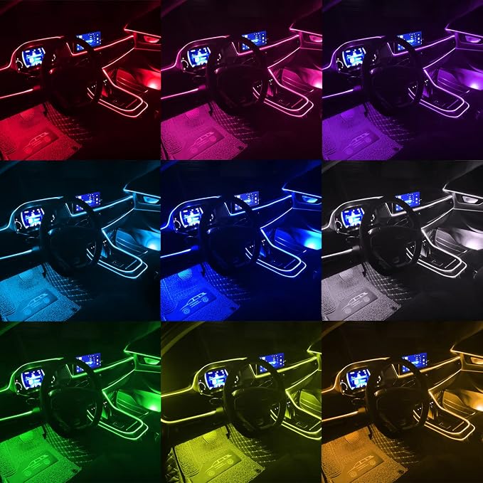 Jushope Car LED Lights, Interior Car Lights with Wireless APP/RF Remote/Button Control, Car Ambient Lighting Kit with 236" Integrated Molding Fiber Optic RGB Sync to Music (USB) - Image 6