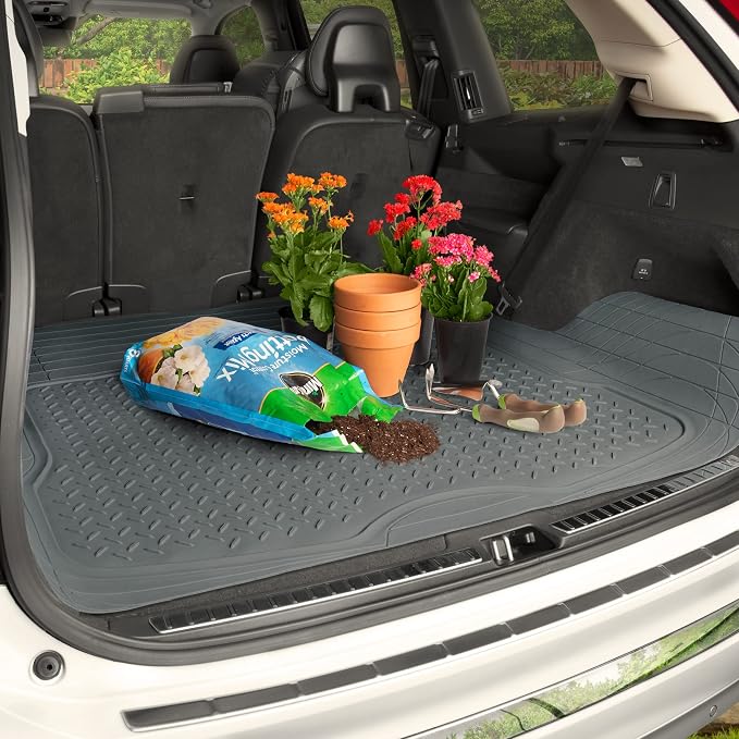 BDK Heavy Duty Rubber Cargo Mat Liner - All-Weather Trunk Protection, Trim-to-Fit Design for Cars, SUVs, Vans & Trucks - Non-Slip, Waterproof, Durable Cargo Floor Liner - 46" x 56.75" x 0.25" - Gray - Image 3
