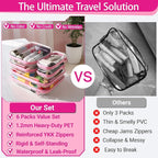 YQBRAO Clear Hard Shell Zipper Cases, 6 Multi-Size Organizers, Pink | Rigid clear shells in three practical sizes organize toiletries, cosmetics, cables, stationery and household essentials - Image 2