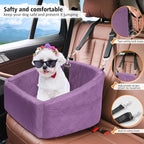NEEZUKAR Dog Car Seat for Small Medium Dogs,Detachable Washable Dog Booster Seat Under 30lbs, Pet Car Seats Travel Bed with Storage Pockets and Safety Belt (Purple) - Image 3