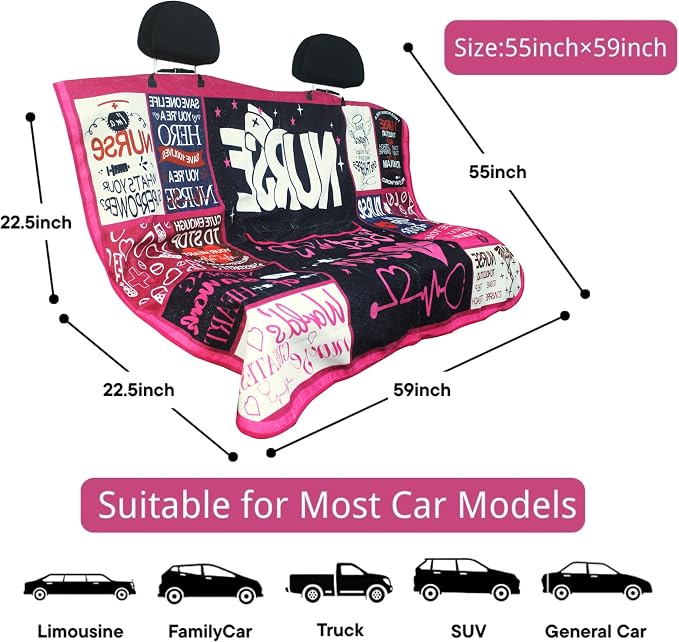 Waterproof Back Seat Cover for Dogs and Kids, Car Seat Protector Under Baby Car Seat, Child and Dog Car Seat Cover Blanket for Rear Bench(Nurse Gift, Rear Bench Seat Towel) - Image 4