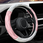YHONGJT Cute Soft Microfiber Leather Anti-Slip Steering Wheel Cover, Universal 15 Inch for Women Girls, Fit Vehicles, Sedans, SUVs, Vans, Trucks - Light Pink and White by Unknown