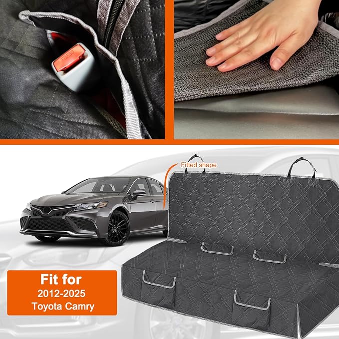 Dog Car Seat Cover for Toyota Camry 2012-2025 | Waterproof Pet Bench Seat Cover for Back Seat, 600D Heavy Duty Scratch Proof Nonslip Truck Seat Covers for Dogs - Image 2