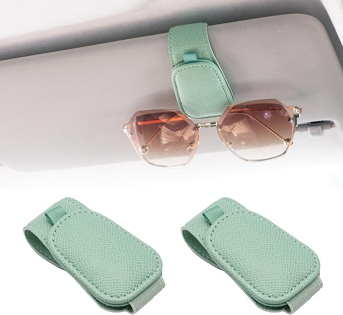 Yuoyar 2 Packs Magnetic Sunglass Holder for Car Visor (Green) | Magnetic Interior Car Accessories by YUOYAR
