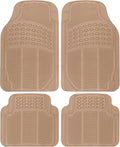BDK ProLiner Floor Mats for Cars Trucks SUV, 4-Piece All-Weather Car Mats with Universal Fit Design, Durable Car Floor Mat with Capture Ridges, Waterproof Rubber Floor Mat for Cars (Beige) by BDK