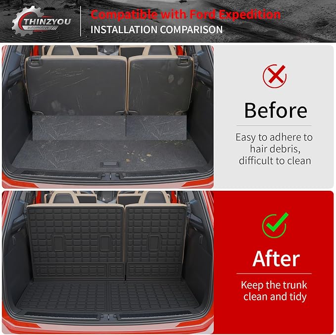 Floor Mats for 2018-2024 Ford Expedition (Not for Max Models) | Trunk Mat Cargo Mat Cargo Liner TPE All Weather 2023 Expedition 7 Seats Accessories - Image 6