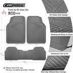 CAR PASS Rubber Car Mats, Waterproof Car Floor Mats All Weather,Car Mat Full Set 3 Piece, Grey Automotive Floor Mat Trim to Fit for Cars Sedan SUVs Trucks, Anti-Slip Easy Clean, All Gray - Image 3