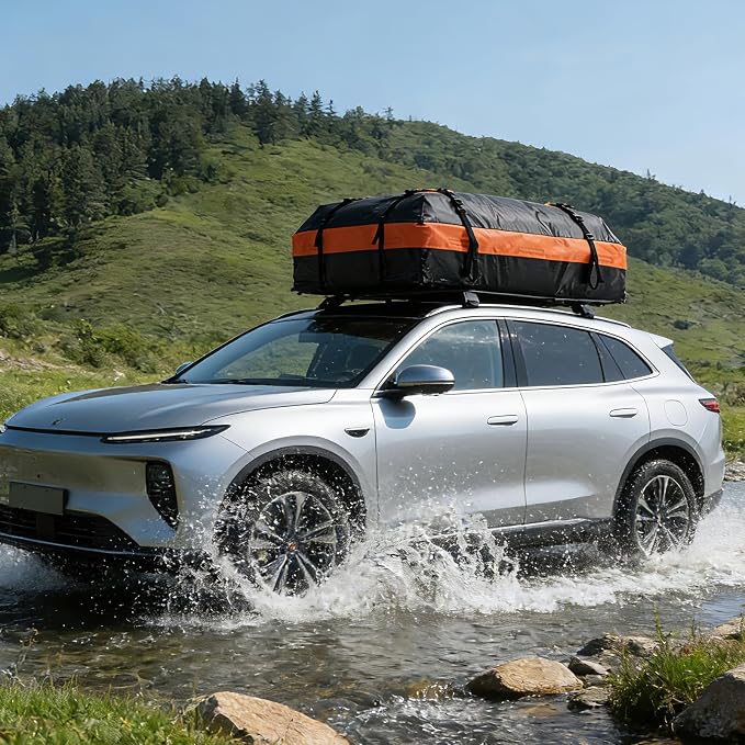 DUMOS Car Roof Bag Cargo Carrier Waterproof 15 Cubic Feet for All Vehicles | Rooftop Bag with Anti-Slip Mat, Combination Luggage Lock, Reinforced Straps & Door Hooks, Fit Vehicles with/without Roof Rack - Image 8