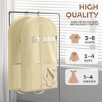 Lazebox 43" Travel Garment Bag with Accessories Zipper Pocket, Heavy Duty Suit Bag for Suits, Tuxedos, Dresses, Coats, Beige, 1 pack - Image 2