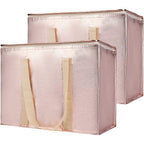 Bodaon 2-Pack Insulated Reusable Grocery Shopping Bag with Zippered Top, X-Large Frozen Foods Cold, Cooler Shopping Accessories, Insullated Bags, Insulated Food/Pizza Delivery Bag, Gold | Secure Zippered Top, Keep Frozen Foods Cold, Cooler Shopping Acc... by Bodaon