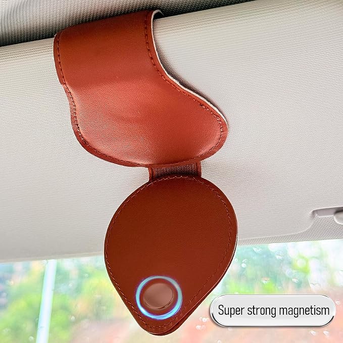 American Flag - Car Sunglass Holder, Magnetic Leather Eyeglass Hanger Mount Clip Holder for Car Visor Accessories (Brown) | Magnetic Leather - Image 5
