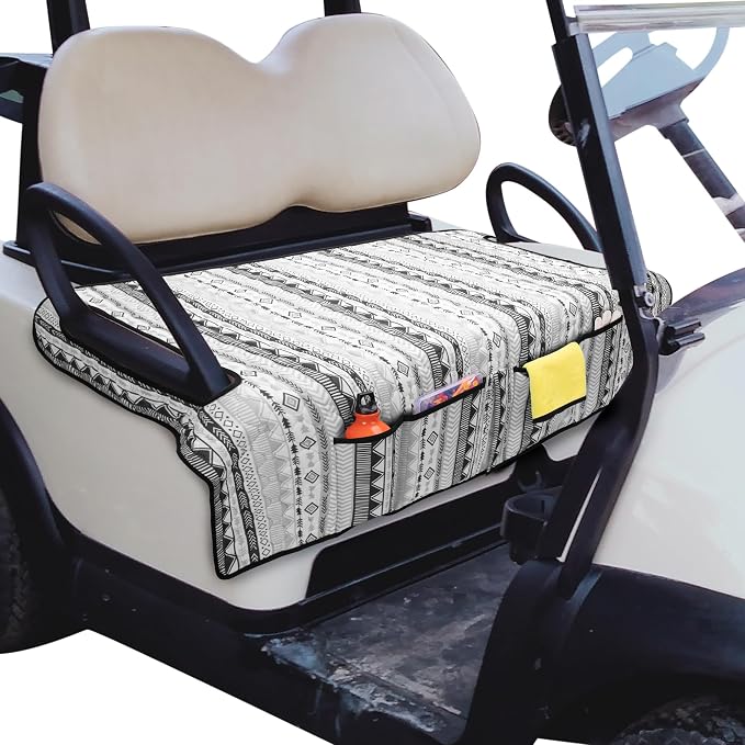 PGmoon Golf Cart Seat Covers with 4 Front Pockets & Nonskid Bottom | Universal Golf Cart Seat Towel Blanket Fits for EZGO, Yamaha, Club Car and More 2 Person Seats Golf Carts by PGmoon
