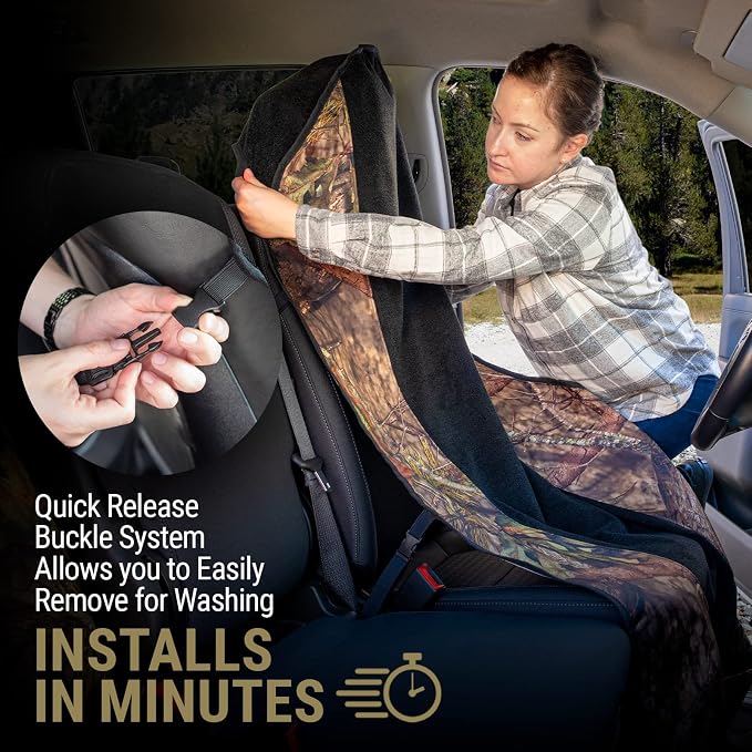 Season Guard Mossy Oak Camo Car Seat Cover Towel Protector; Great for After Gym Workouts, Dogs, Kids, and Outdoor Activities; Universal Fit for Cars SUVs MiniVans Trucks, EZ fit, Non Slip Grip, 1pc - Image 6