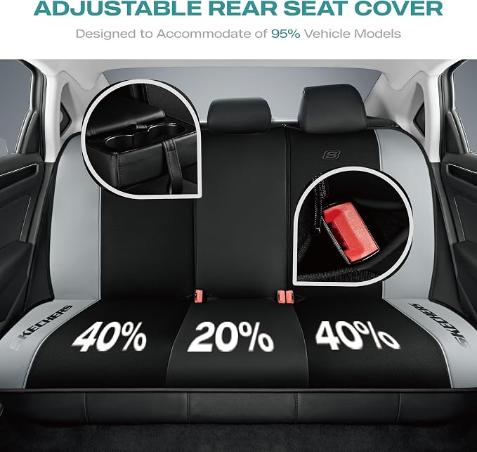 Skechers Car Seat Covers,GOGA Mat Oxford Cloth Seat Covers,Waterproof Car Seat Covers Full Sets,Automotive Universal Fit Seat Cover for Most Cars, Suvs, Trucks,Gray - Image 3