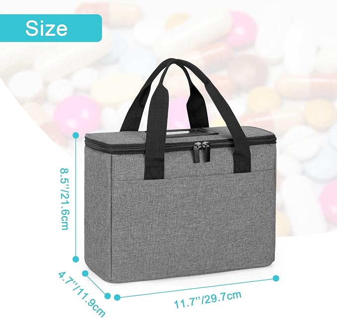 Trunab Insulated Medicine Storage Bag Travel Pill Bottle Organizer,Grey | Medication Bag for Prescription, Insulin, Supplements or Medical Supplies,Bag Only - Image 6