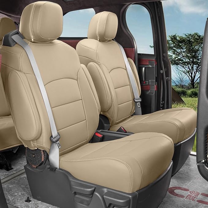 Full Set Car Seat Covers for Honda Odyssey 2011-2017,7-Seater,Faux Leather | for LX Only,2nd Row Captain Seats,Luxury Waterproof Seat Protector,Fit Like A Glove(Beige) - Image 5