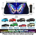 Funny Butterfly Car Windshield Sun Shade Umbrella Automotive Windshield Sunshade Foldable Front Car Accessories Interior Decor to Keep Vehicle Cool for Most Vehicles 57'' X 30'' - Image 3