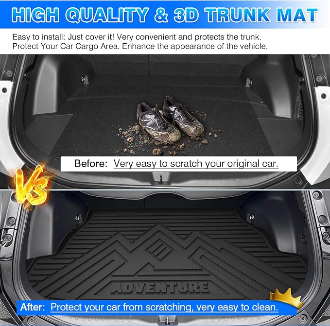 RAV4 Cargo mat - Trunk Mat for Toyota RAV4 2019-2025 (Fit for All Models), All Weather Trunk Mat & Storage Box for RAV4 Accessories, Heavy Duty Rubber Mats - Image 6