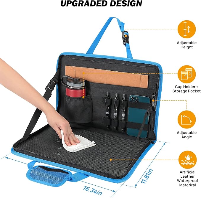 JOYTUTUS 3 in 1 Steering Wheel Eating Tray (Blue), Car Back Seat Laptop Desk, Multifunctional Office Bag Car Work Table for Writing, Car Organizer for Kids, Commuters, Family - Image 7