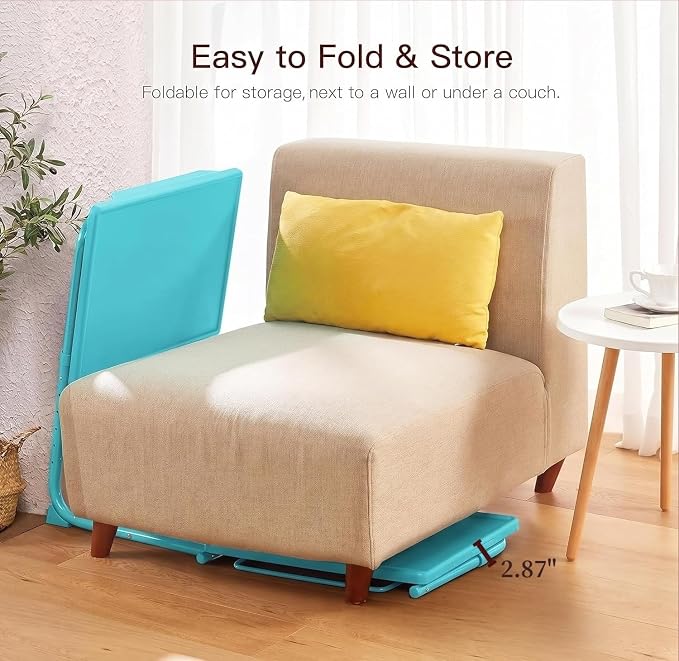 HUANUO Adjustable TV Tray Table - TV Dinner Tray with Cup Holder on Bed & Sofa, Comfortable Folding Table with 6 Height & 3 Tilt Angle Adjustments for Laptop (Azure) - Image 7