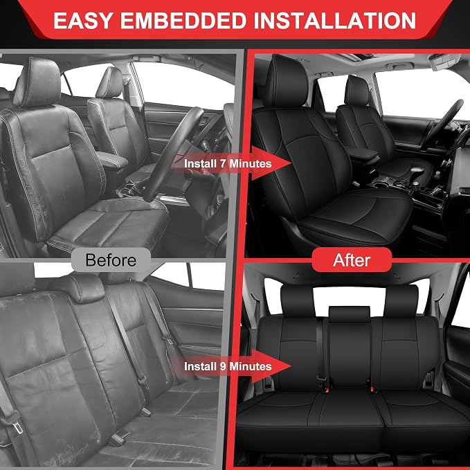 TTX LIGHTING Custom Fit for Toyota 4Runner Seat Covers 2010-2024 5-Seats | Original Seat Pattern | Full Coverage | Easy Install | Waterproof | Faux Leather | Shield Your Car Seats - Image 8