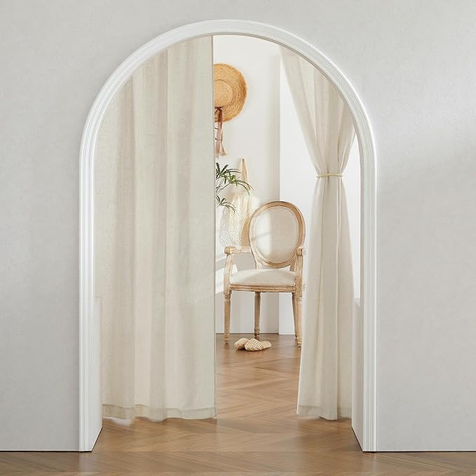 RYB HOME Linen Sheer Curtains 2 Panels for Living Room, Semi Transparent Privacy Drapes with Rod Pocket Farmhouse Style Window Treatments for Bedroom, Linen, 38" W x 84" L - Image 7
