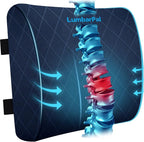 Lumbar Support Pillow for Office Chair, Back Support, Memory Foam, Blue | Improve Sitting Posture & Back Pain Relief. Lumbar Pillow Fits Office, Gaming & Car Chairs with Adjustable Dual Straps by TushGuardSeatCushonsPillows