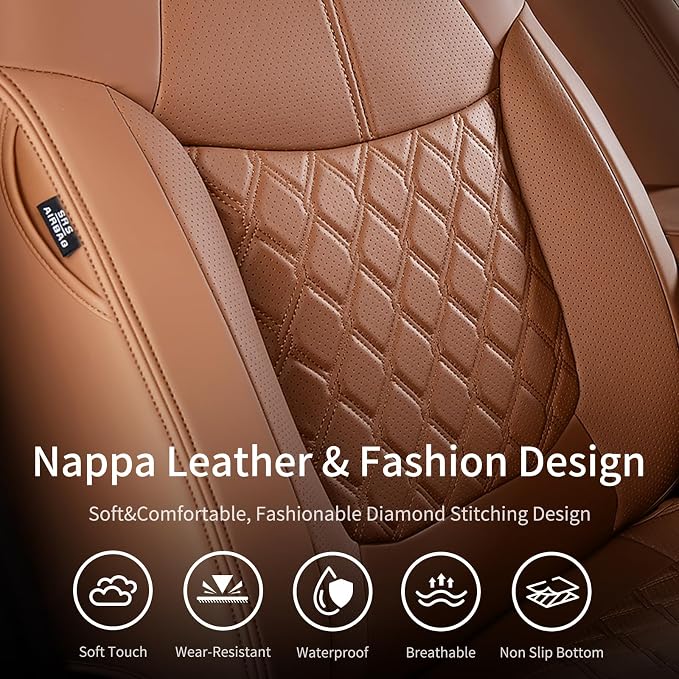 Huidasource Custom Fit RAV4 (Gas Only) Front Seat Covers, Brown Waterproof Faux Leather Full-Coverage for 2019-2024 Toyota RAV4 LE/XLE & XLE Premium/Limited (Does Not Fit Adventure and TRD Off-Road) - Image 5