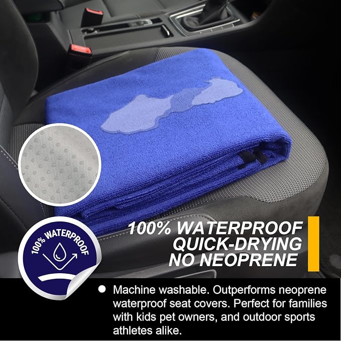 Back Seat Cover for Car Trucks Van SUV Jeep,Waterproof Rear Bench Towel Seat Covers for Dogs and Kids,Automotive Backseat Protector (Blue) - Image 3