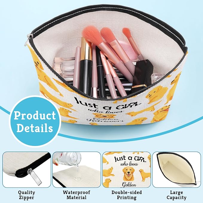 Best Dog Mom Gifts Makeup Bag Dad Mom Gifts for Golden Retriever Dog Lover Pet Animal Lover Owner Valentines Christmas Birthday Gift for Friend Sister Daughter Women Cosmetic Bag - Image 5
