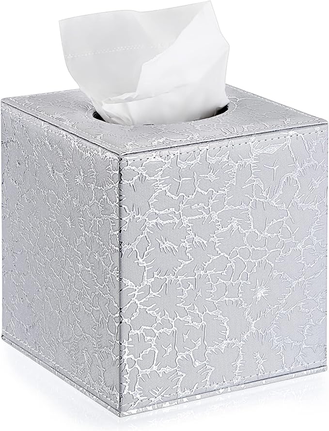 Sumnacon Square Tissue Box Cover with Magnetic Bottom,PU Tissue Box Holder | Stylish Cube Tissue Box Decorative Tissue Covers for Vanity Toilet Tank Dresser Night Stand Table Countertop Office Car by Sumnacon