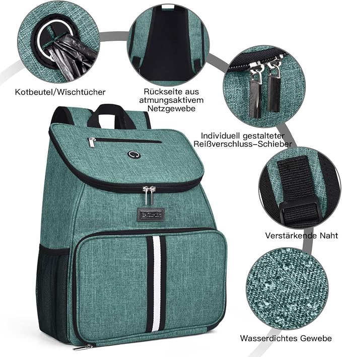 BAGLHER丨Dog Travel Bag, Airline Approved Pet Supplies Backpack, Dog Travel Backpack Accessories Set with 2 Silicone Collapsible Bowls and 2 Food Baskets. Green - Image 5