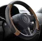 Elantrip Leather Steering Wheel Cover 15 1/2-16 inch Universal Padded Soft Grip Breathable for Car Truck SUV Jeep Anti Slip Brown by Elantrip