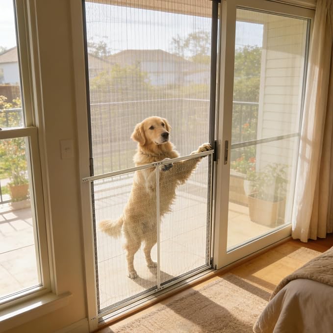 Guardian Steel Pet Grille Screen Door Protector for Dogs Pets Cats Scratch Protector Replacement (White, 48 inch) Screen Door Guard Pet Proof Rv Screen Door Grill Guards - Image 3