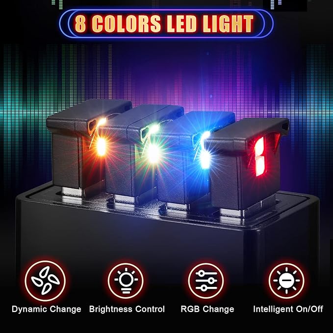 Frienda 6 Pieces Mini USB LED Car Light 8 Colors Atmosphere Lamp,Type A | Car LED Interior Lighting, 5v USB Atmosphere Light, Laptop Keyboard Office Decoration Night Lamp, Adjustable Brightness - Image 2