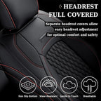 Coverado Chevy Chevrolet Silverado GMC Sierra Seat Covers Full Set, Custom Fit for 2014-2018 1500, 2015-2019 2500HD 3500HD Crew Double Extended Cab, Faux Waterproof Leather Seat Covers (Redline) - Image 5