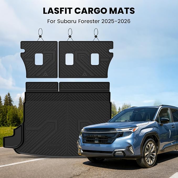 LASFIT Cargo Mat for Subaru Forester Gas 2026 2025 (& 2026 Wilderness) | All Weather TPE Custom Fit Easy Clean Durable Cargo Tray Liner Trunk Mat & Backrest Mats Accessories, Black - Image 4