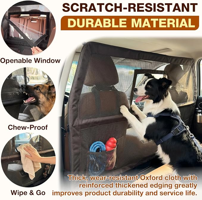 Loyala Dog Car Barriers for SUVs Trucks Cars Adjustable Dog Car Divider Pet Car Barrier for Back Seat Pet Barrier Universal-Fit Safety Travel Accessory 50" W x 56" W x 32" H - Image 5