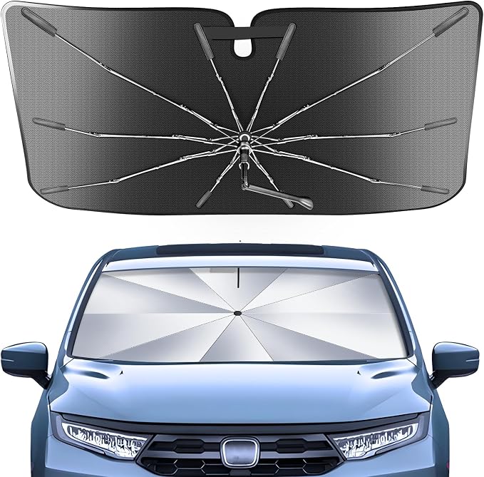 Portable for HR-V HRV 2022-2025 Windshield Sunshade Umbrella with Carry Bag, 2 in1 Ice Crystal Durable Compact Shade Umbrella UPF50+ UV Front Window Heat Insulation Protection Outdoor Camping by Epltion