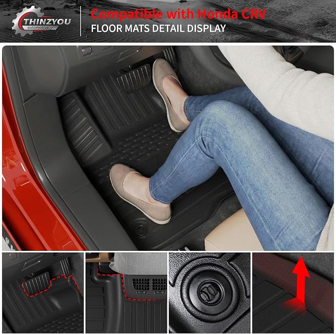 Floor Mats Set for 2023 2024 2025 2026 Honda CRV Gas | with Lower Deck Non-Hybrid Trunk Mat Cargo Mat Liner TPE All Weather Back Seat Cover 2024 CR-V Accessories - Image 3