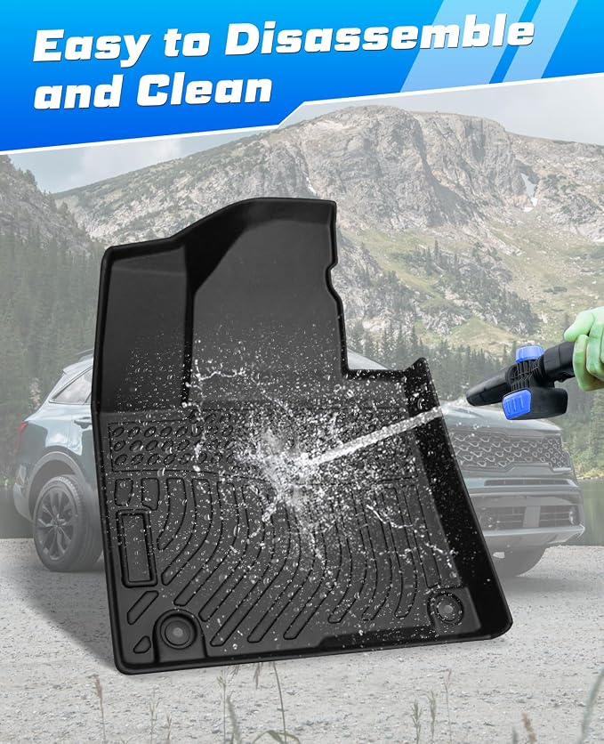 Sunsdrew Floor Mats for 2021-2026 Kia Sorento Accessories (Not for Hybrid) | Front Rear 3 Rows Car Mats, All Weather Protection, TPE Rubber, Raised Edge - Image 6