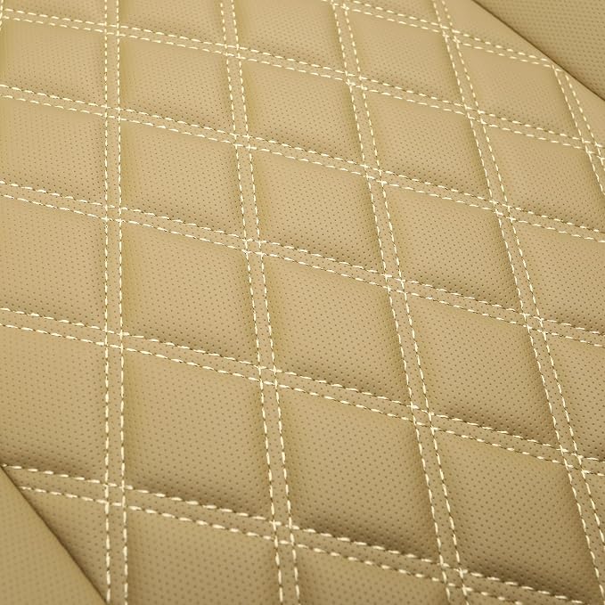 1 Pack Leather Front Car Seat Covers,Bottom Seat Covers for Cars,Driver Car Seat Cover,Luxury Seat Protectors,Waterproof,Full Wrap,for Most Vehicles,Sedan,Truck,SUV(Beige) - Image 8